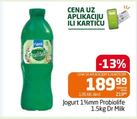Jogurt 1%mm Probiolife 1.5kg Dr Milk