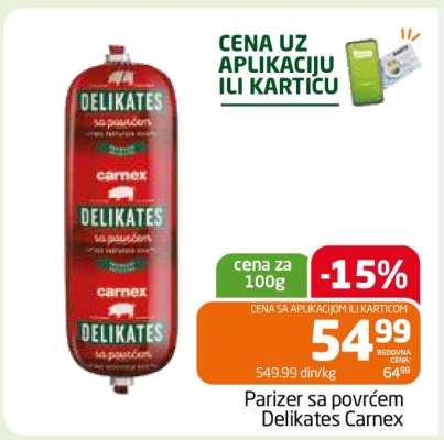 Parizer sa povrćem Delikates Carnex