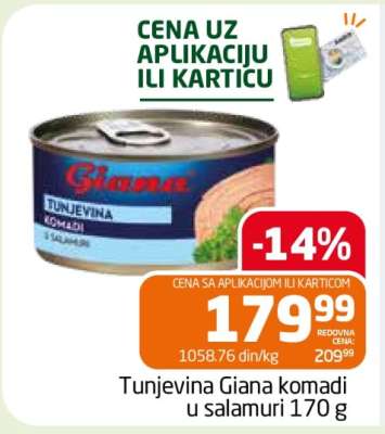 Tunjevina Giana komadi u salamuri 170 g