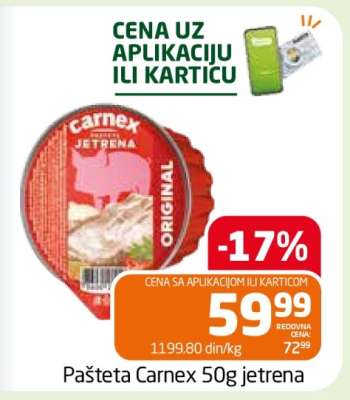 Pašteta Carnex 50g jetrena