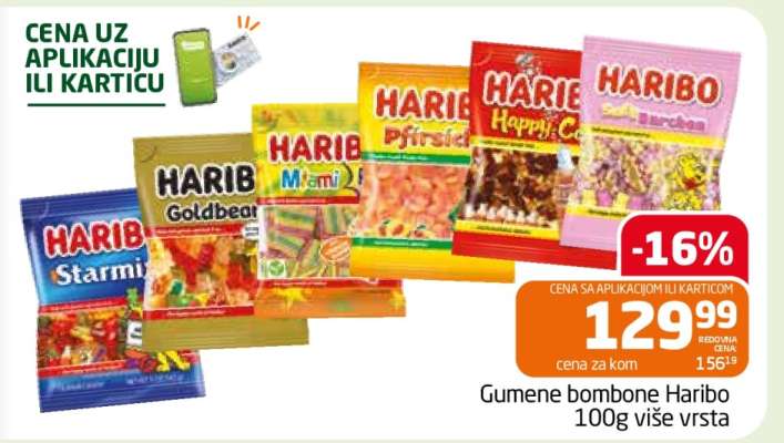 Gumene bombone Haribo 100g više vrsta