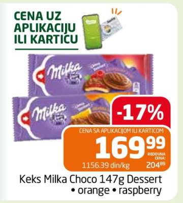 Keks Milka Choco 147g Dessert