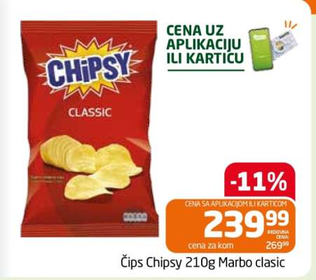 Čips Chipsy 210g Marbo clasic