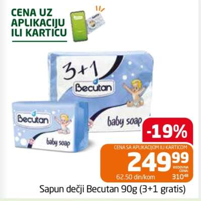 Sapun dečji Becutan, 90g (3+1 gratis)