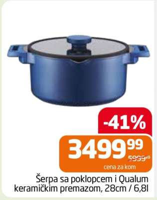 Šerpa sa poklopcem i Qualum keramičkim premazom, 28cm / 6,8l