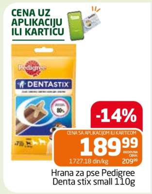 Hrana za pse Pedigree Denta stix small 110g