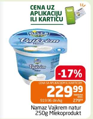 Namaz Vajkrem natur 250g Mlekoprodukt