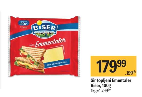 Sir topljeni Ementaler Biser, 100g