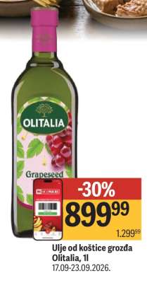 Ulje od koštice grožđa Olitalia 1l