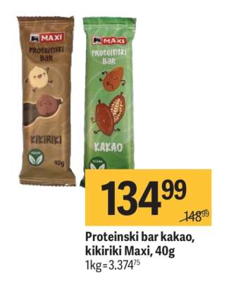 Proteinski bar kakao, kikiriki Maxi, 40g