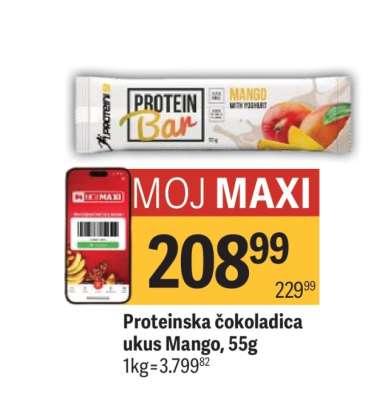 Proteinska čokoladica ukus Mango, 55g