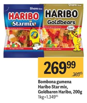 Bombona gumena Haribo Star mix, Goldbaren Haribo, 200g