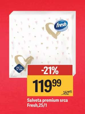 Salveta premium srca Fresh,25/1
