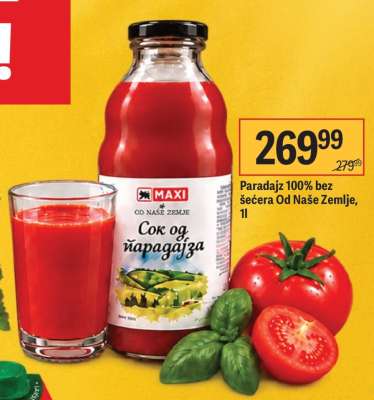Paradajz 100% bez šećera Od Naše Zemlje, 1l