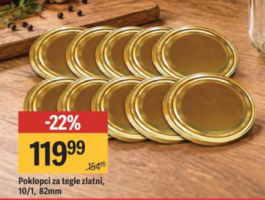 Poklopci za tegle zlatni, 10/1, 82mm