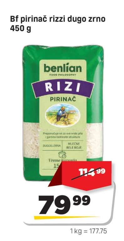 Bf pirinač rizzi dugo zrno 450 g