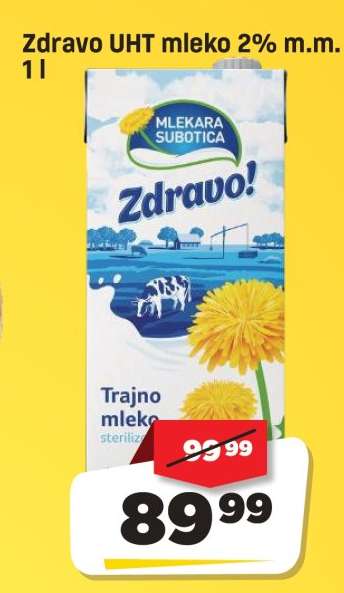 Zdravo UHT mleko 2% m.m. 1 l