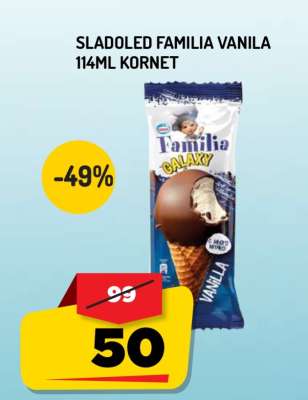 Sladoled Familia Vanila 114ml Kornet