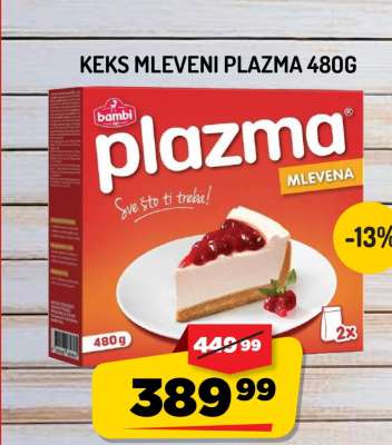 Keks mleveni Plazma 480g