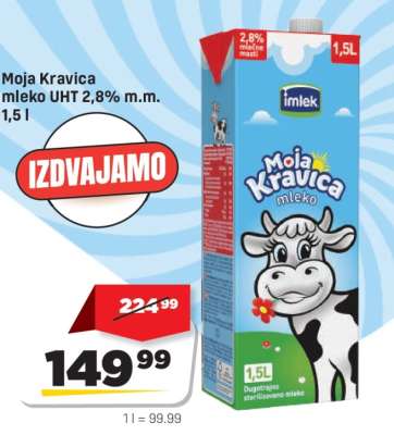 Moja Kravica mleko UHT 2,8 % m.m.