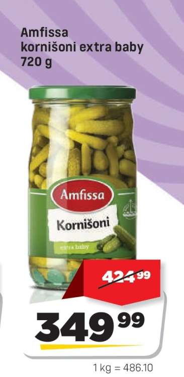 Amfissa kornišoni extra baby 720 g