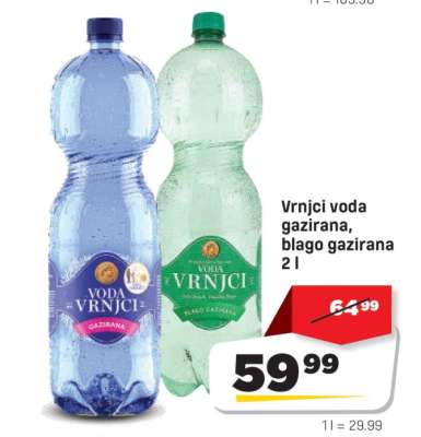 Vrnci voda gazirana, blago gazirana 2 l