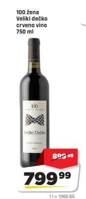 100 žena Veliki dečko crveno vino 750 ml