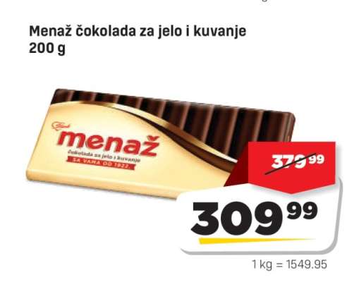 Menaž čokolada za jelo i kuvanje 200 g
