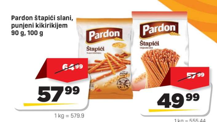 Pardon štapići slani, punjeni kikirikijem