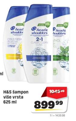 H&S šampon, više vrsta 625 ml