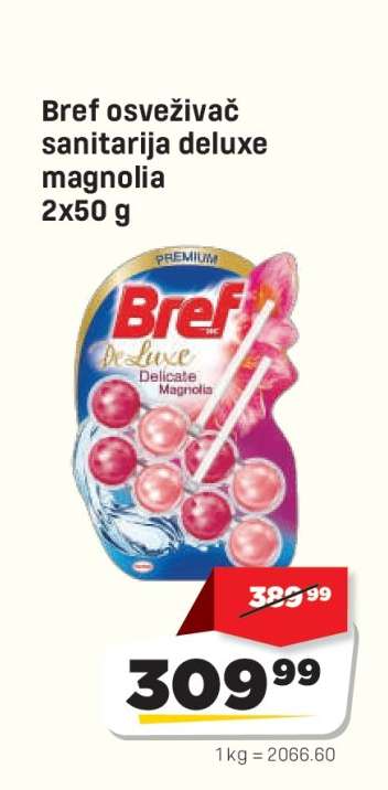 Bref osvěživač sanitárija deluxe magnolia 2x50 g