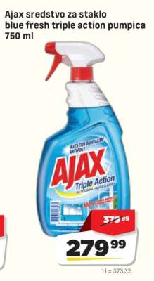 Ajax sredstvo za staklo blue fresh triple action pumpica 750 ml