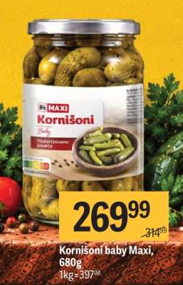Kornišoni Baby Maxi, 680g