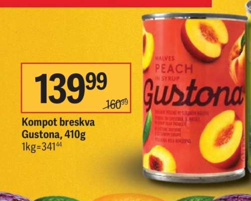 Kompot breskva Gustona, 410g