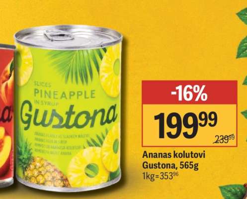 Ananas kolutovi Gustona, 565g