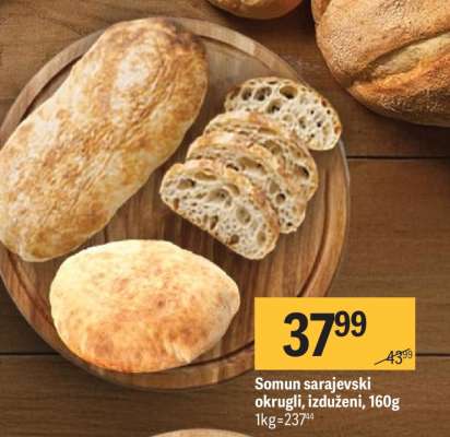 Somun sarajevski okrugli izduženi 160g