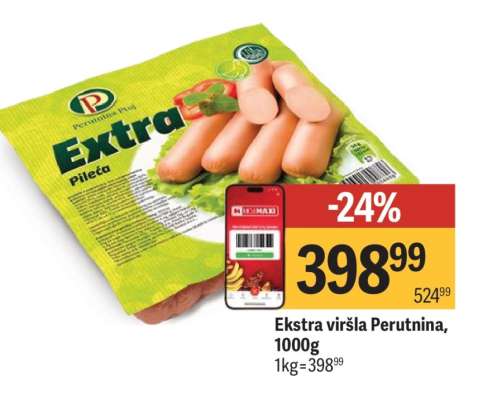 Ekstra viršla Perutnina 1000g
