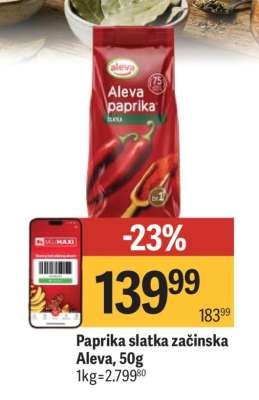 Paprika slatka začinska Aleva, 50g