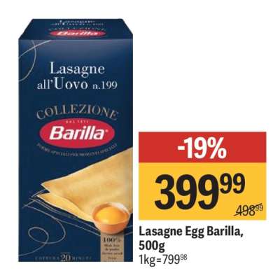 Lasagne Egg Barilla, 500g