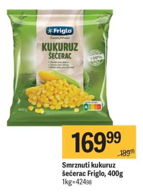 Smrznuti kukuruz šećerac Friglo, 400g