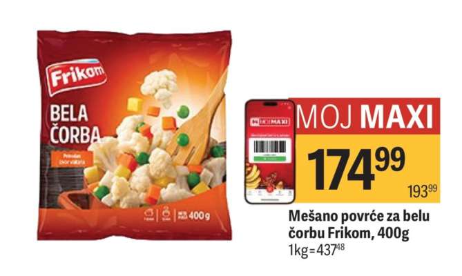 Mešano povrće za belu čorbu Frikom, 400g