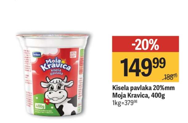 Kisela pavlaka 20 % mm Moja kravica 400g