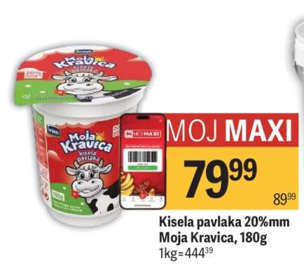 Kisela pavlaka 20%mm Moja Kravica, 180g
