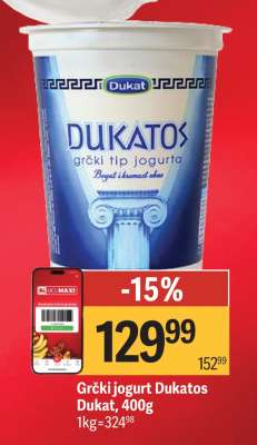 Grčki jogurt Dukatos Dukat 400g