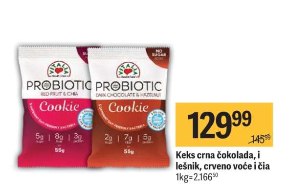 Keks crna čokolada, i lešnik, crveno voće i čia