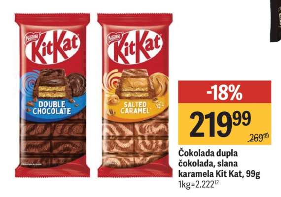 Čokolada dupla čokolada, slana karamela Kit Kat, 99g