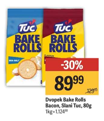 Dvopek Bake Rolls Bacon, Slani Tuc, 80g