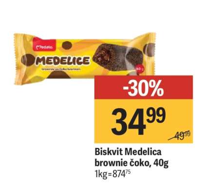 Biskvit Medelica brownie čoko, 40g