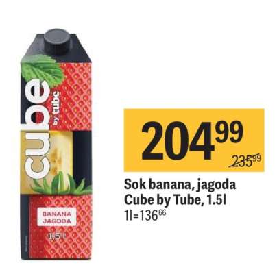 Sok banana, jagoda Cube by Tube, 1.5l
