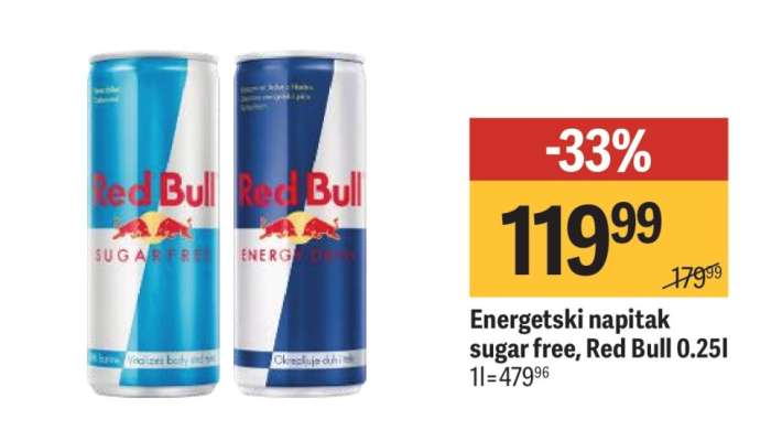 Energetski napitak Sugar free Red Bull, 0,25l